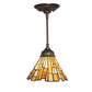 Meyda Lighting Delta 8" Mahogany Bronze Mini Pendant Light With Beige & Honey Amber Jadestone Shade Glass