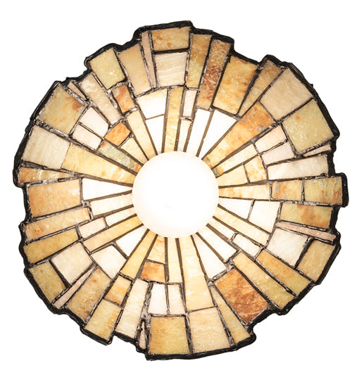 Meyda Lighting Delta 8" Mahogany Bronze Mini Pendant Light With Beige & Honey Amber Jadestone Shade Glass
