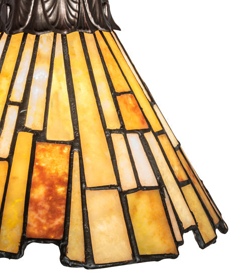 Meyda Lighting Delta 8" Mahogany Bronze Mini Pendant Light With Beige & Honey Amber Jadestone Shade Glass
