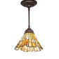 Meyda Lighting Delta 8" Mahogany Bronze Mini Pendant Light With Beige & Honey Amber Jadestone Shade Glass