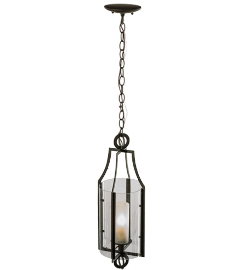Meyda Lighting Delta 8" Oil Rubbed Bronze Pendant Light With Frosted Clear Shade Glass