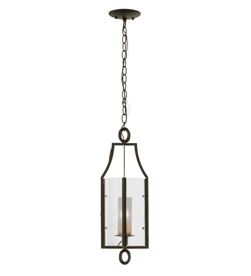 Meyda Lighting Delta 8" Oil Rubbed Bronze Pendant Light With Frosted Clear Shade Glass