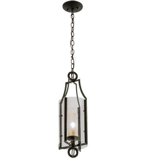 Meyda Lighting Delta 8" Oil Rubbed Bronze Pendant Light With Frosted Clear Shade Glass