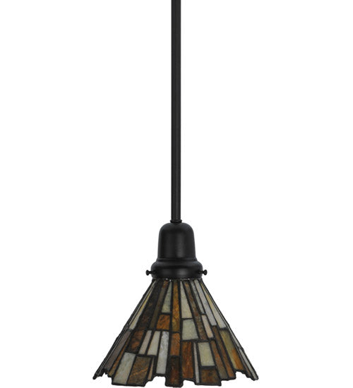Meyda Lighting Delta 8" Solar Black Mini Pendant Light With Multi-Colored Jadestone Shade