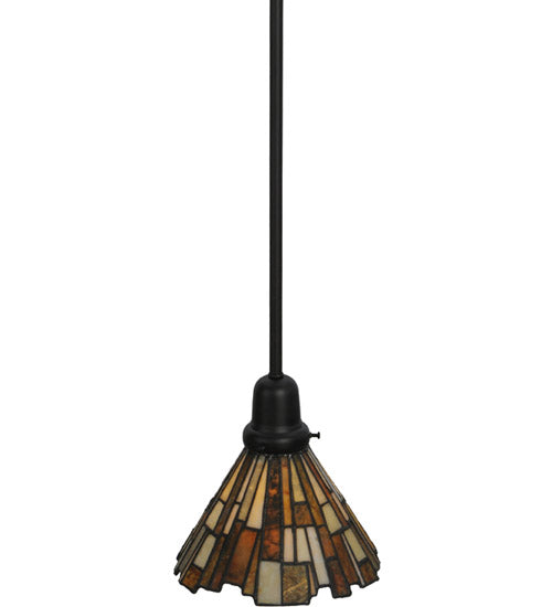 Meyda Lighting Delta 8" Solar Black Mini Pendant Light With Multi-Colored Jadestone Shade