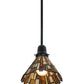 Meyda Lighting Delta 8" Solar Black Mini Pendant Light With Multi-Colored Jadestone Shade