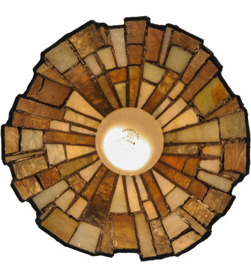 Meyda Lighting Delta 8" Solar Black Mini Pendant Light With Multi-Colored Jadestone Shade