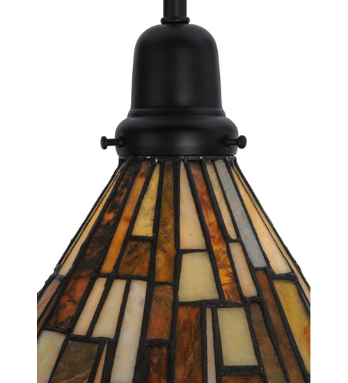 Meyda Lighting Delta 8" Solar Black Mini Pendant Light With Multi-Colored Jadestone Shade
