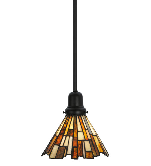 Meyda Lighting Delta 8" Solar Black Mini Pendant Light With Multi-Colored Jadestone Shade
