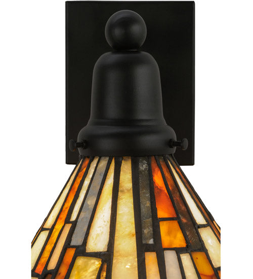 Meyda Lighting Delta 8" Solar Black Wall Sconce With Multi-Colored Jadestone Shade
