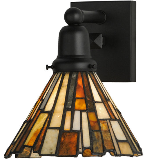 Meyda Lighting Delta 8" Solar Black Wall Sconce With Multi-Colored Jadestone Shade
