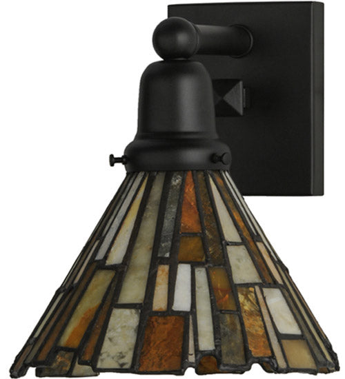 Meyda Lighting Delta 8" Solar Black Wall Sconce With Multi-Colored Jadestone Shade