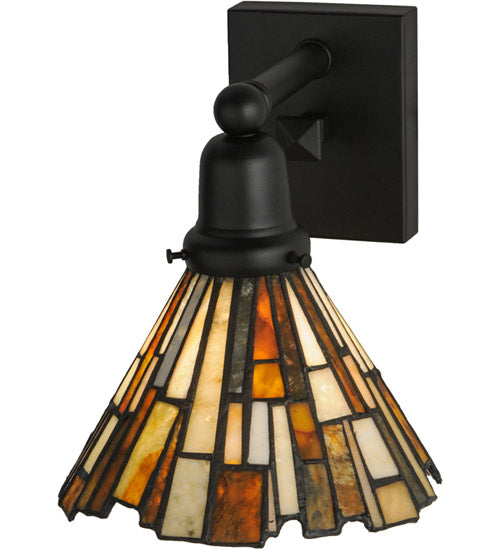 Meyda Lighting Delta 8" Solar Black Wall Sconce With Multi-Colored Jadestone Shade