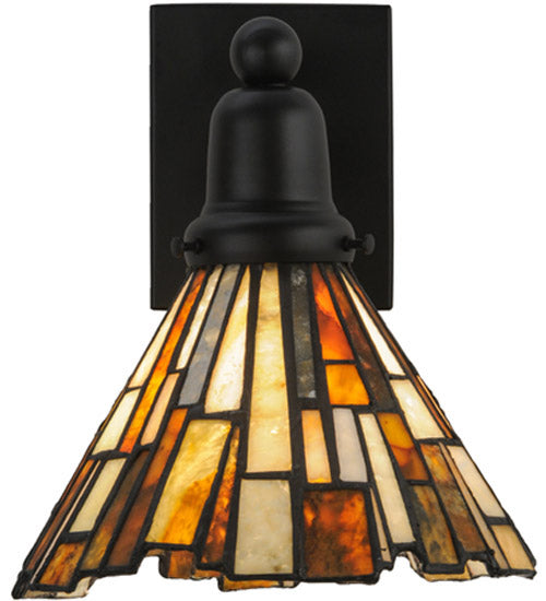 Meyda Lighting Delta 8" Solar Black Wall Sconce With Multi-Colored Jadestone Shade
