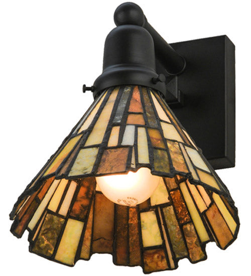 Meyda Lighting Delta 8" Solar Black Wall Sconce With Multi-Colored Jadestone Shade