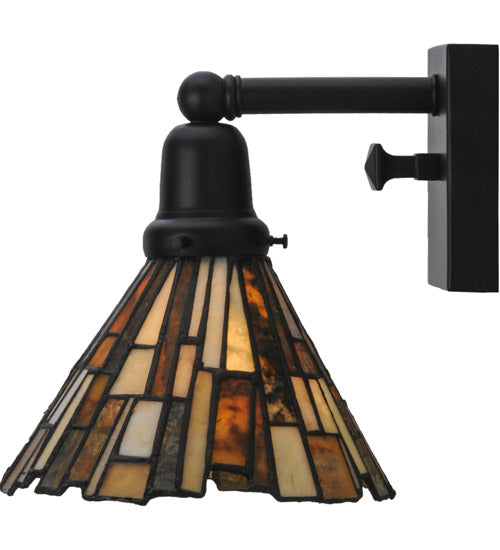 Meyda Lighting Delta 8" Solar Black Wall Sconce With Multi-Colored Jadestone Shade