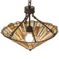 Meyda Lighting Delta 84" 3-Light Oil Rubbed Bronze Island Pendant Light With Brown & Beige Jadestone Shade