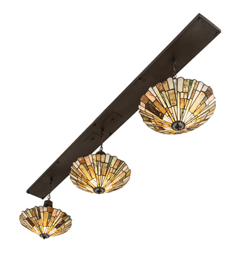 Meyda Lighting Delta 84" 3-Light Oil Rubbed Bronze Island Pendant Light With Brown & Beige Jadestone Shade