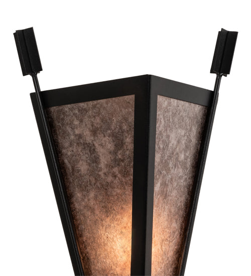 Meyda Lighting Desert Arrow 10" Old Wrought Iron Wall Sconce With Silver Mica Shade Glass