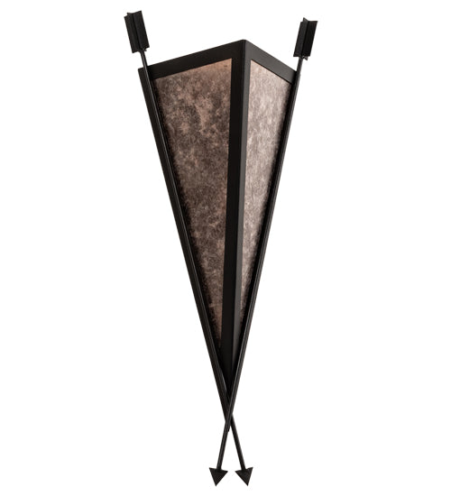 Meyda Lighting Desert Arrow 10" Old Wrought Iron Wall Sconce With Silver Mica Shade Glass