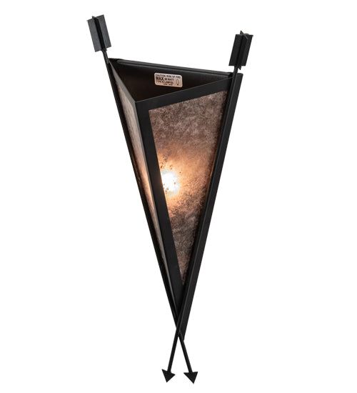 Meyda Lighting Desert Arrow 10" Old Wrought Iron Wall Sconce With Silver Mica Shade Glass