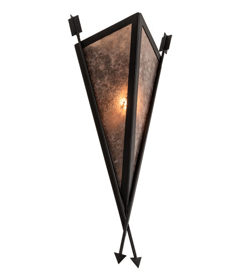 Meyda Lighting Desert Arrow 10" Old Wrought Iron Wall Sconce With Silver Mica Shade Glass
