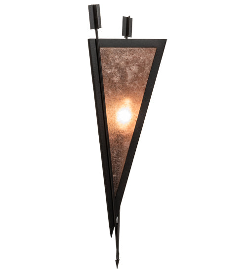 Meyda Lighting Desert Arrow 10" Old Wrought Iron Wall Sconce With Silver Mica Shade Glass