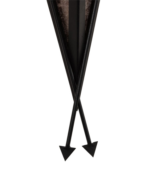 Meyda Lighting Desert Arrow 10" Old Wrought Iron Wall Sconce With Silver Mica Shade Glass