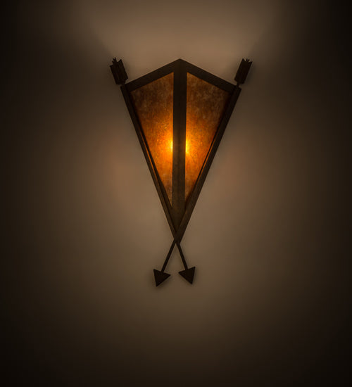 Meyda Lighting Desert Arrow 12" Rusty Nail Wall Sconce With Amber Mica Shade Glass