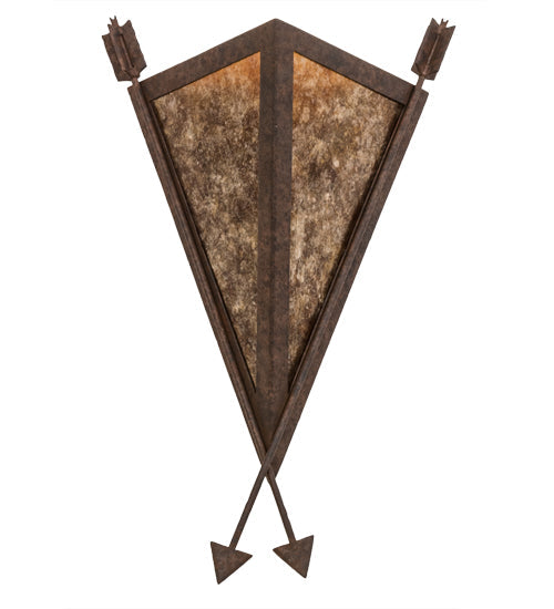 Meyda Lighting Desert Arrow 12" Rusty Nail Wall Sconce With Amber Mica Shade Glass