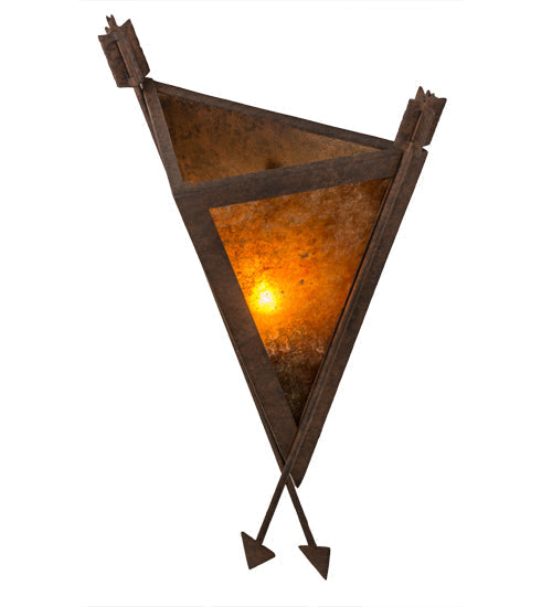 Meyda Lighting Desert Arrow 12" Rusty Nail Wall Sconce With Amber Mica Shade Glass