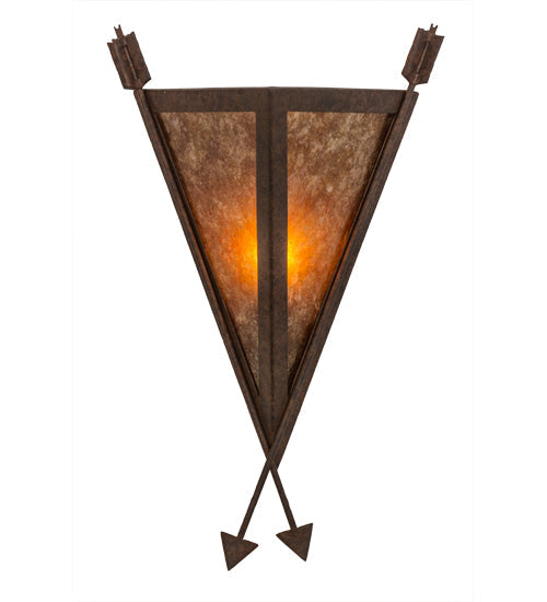 Meyda Lighting Desert Arrow 12" Rusty Nail Wall Sconce With Amber Mica Shade Glass