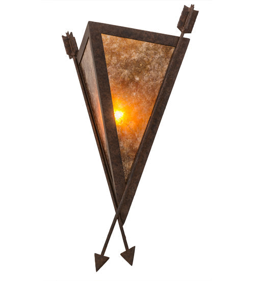 Meyda Lighting Desert Arrow 12" Rusty Nail Wall Sconce With Amber Mica Shade Glass