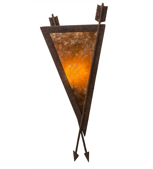 Meyda Lighting Desert Arrow 12" Rusty Nail Wall Sconce With Amber Mica Shade Glass