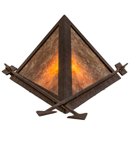 Meyda Lighting Desert Arrow 12" Rusty Nail Wall Sconce With Amber Mica Shade Glass