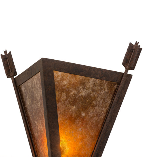 Meyda Lighting Desert Arrow 12" Rusty Nail Wall Sconce With Amber Mica Shade Glass