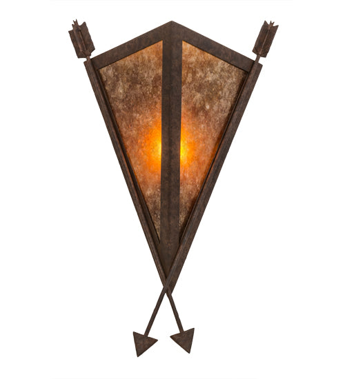 Meyda Lighting Desert Arrow 12" Rusty Nail Wall Sconce With Amber Mica Shade Glass