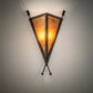 Meyda Lighting Desert Arrow 15" 2-Light Distressed Rust Wall Sconce With Amber Mica Shade Glass