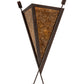 Meyda Lighting Desert Arrow 15" 2-Light Distressed Rust Wall Sconce With Amber Mica Shade Glass