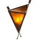 Meyda Lighting Desert Arrow 15" 2-Light Distressed Rust Wall Sconce With Amber Mica Shade Glass