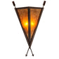 Meyda Lighting Desert Arrow 15" 2-Light Distressed Rust Wall Sconce With Amber Mica Shade Glass