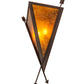 Meyda Lighting Desert Arrow 15" 2-Light Distressed Rust Wall Sconce With Amber Mica Shade Glass