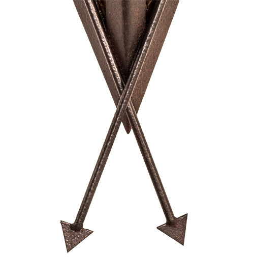 Meyda Lighting Desert Arrow 15" 2-Light Distressed Rust Wall Sconce With Amber Mica Shade Glass