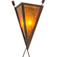 Meyda Lighting Desert Arrow 15" 2-Light Distressed Rust Wall Sconce With Amber Mica Shade Glass