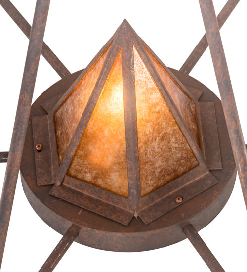 Meyda Lighting Desert Arrow 30" 7-Light Rusty Nail Chandelier With Amber Mica Shade Glass