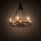 Meyda Lighting Desert Arrow 30" 7-Light Rusty Nail Chandelier With Amber Mica Shade Glass