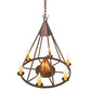 Meyda Lighting Desert Arrow 30" 7-Light Rusty Nail Chandelier With Amber Mica Shade Glass