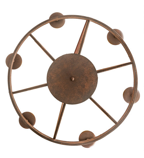 Meyda Lighting Desert Arrow 30" 7-Light Rusty Nail Chandelier With Amber Mica Shade Glass