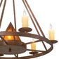 Meyda Lighting Desert Arrow 30" 7-Light Rusty Nail Chandelier With Amber Mica Shade Glass