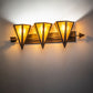 Meyda Lighting Desert Arrow 32" 3-Light Rusty Nail Vanity Light With Amber Mica Shade Glass